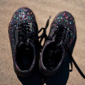 Old Skool Vans: Black with rainbow glitter